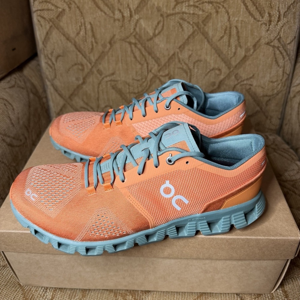 Men's Size 10 - On Running Cloud X Orange Sea Green Excellent!